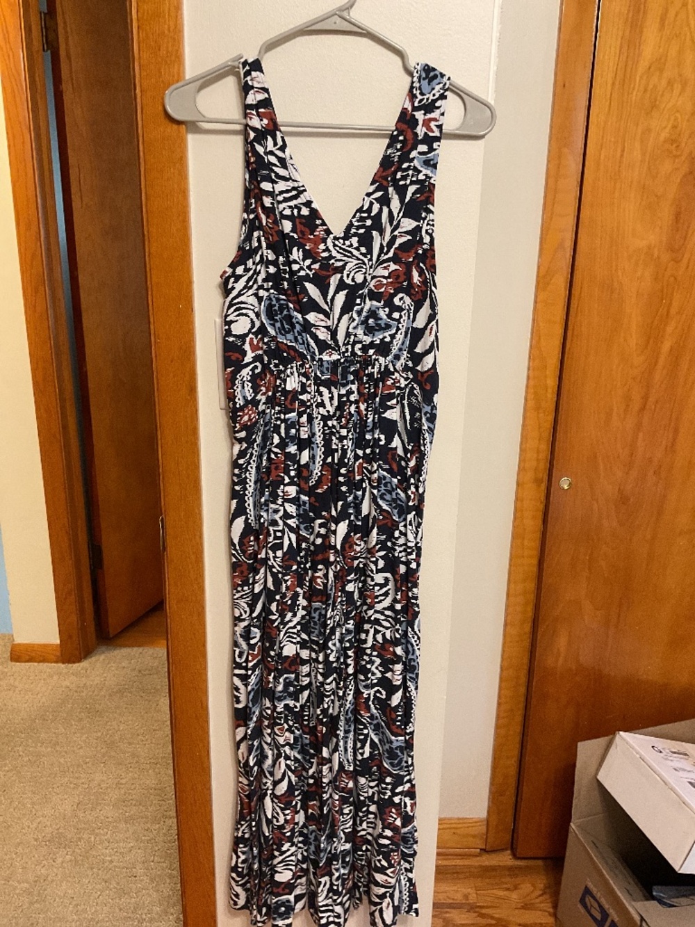 Navy patterned maxi dress